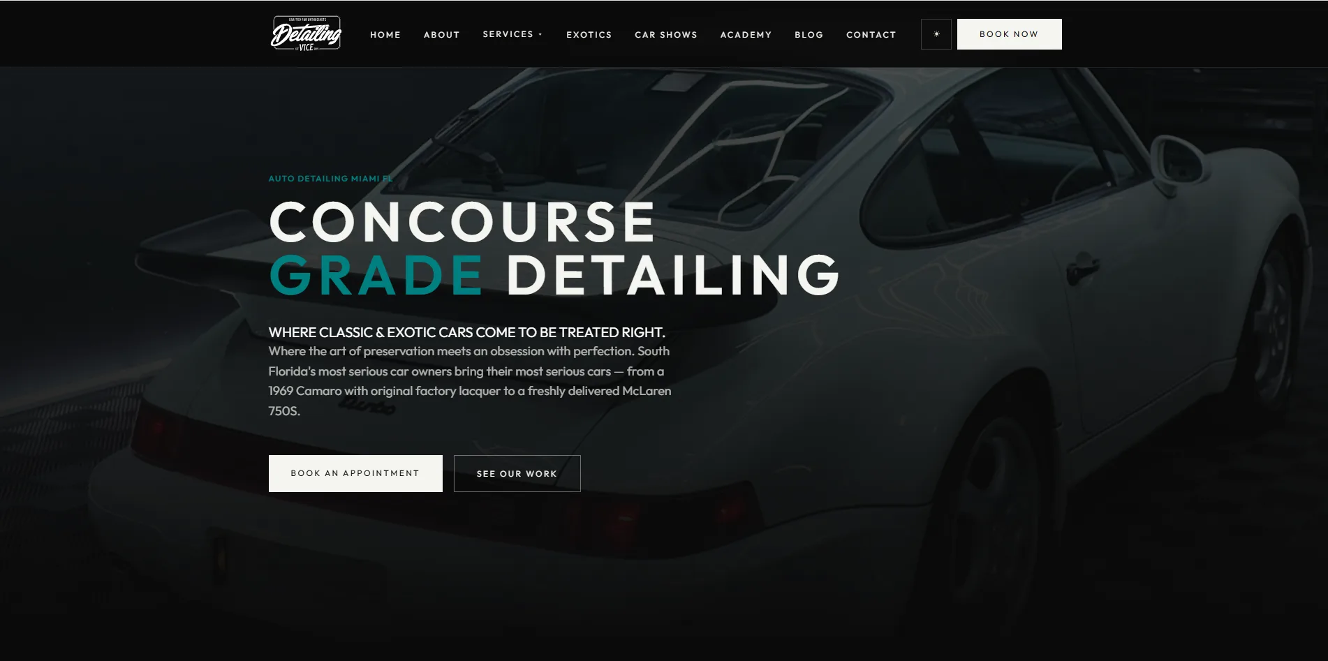 Captura del sitio de Detailing Vice, proyecto desarrollado por CGSolutions