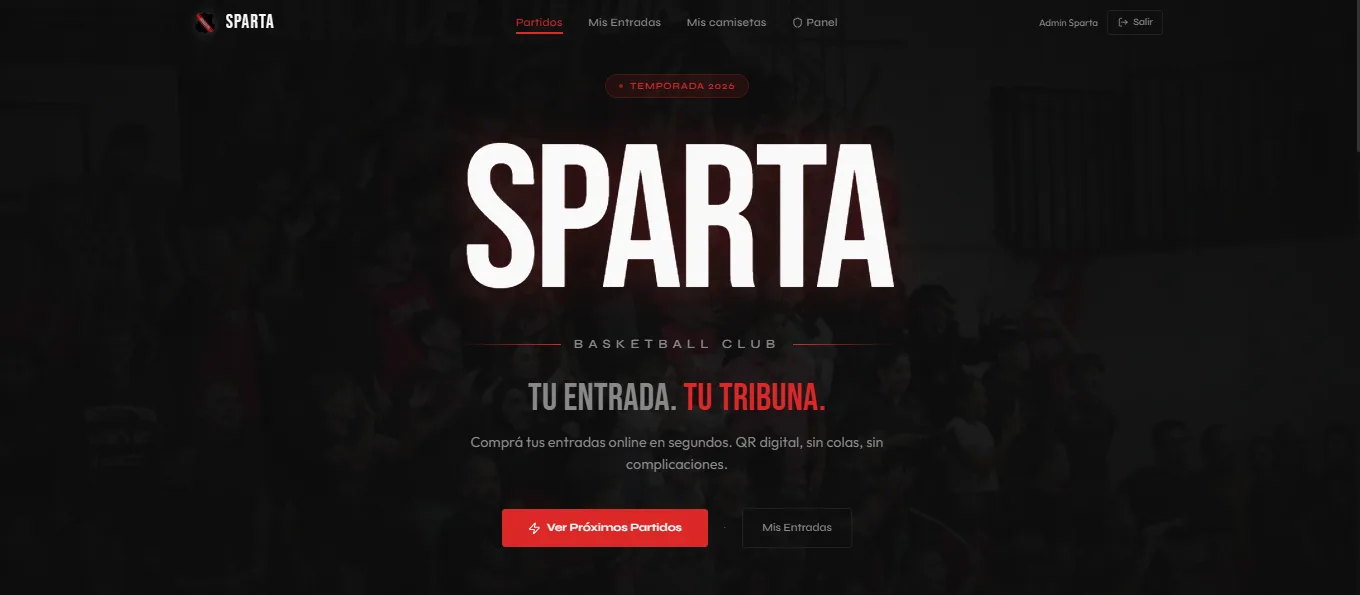 Captura del sitio de Sparta, proyecto desarrollado por CGSolutions